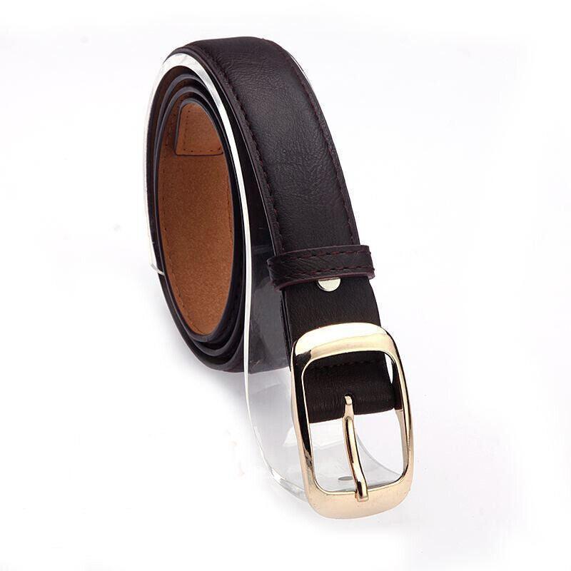 Ladies Leather Belt Classic Buckle Fashion Waist Strap for Jeans Dresses Casual - Black