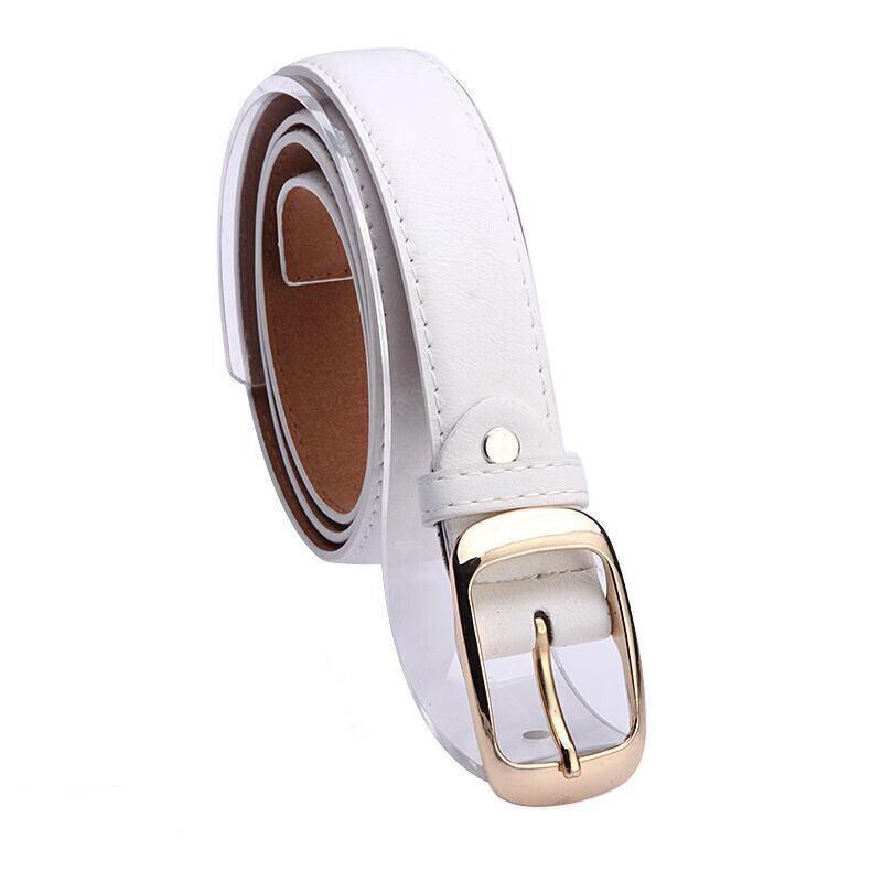 Ladies Leather Belt Classic Buckle Fashion Waist Strap for Jeans Dresses Casual - Black