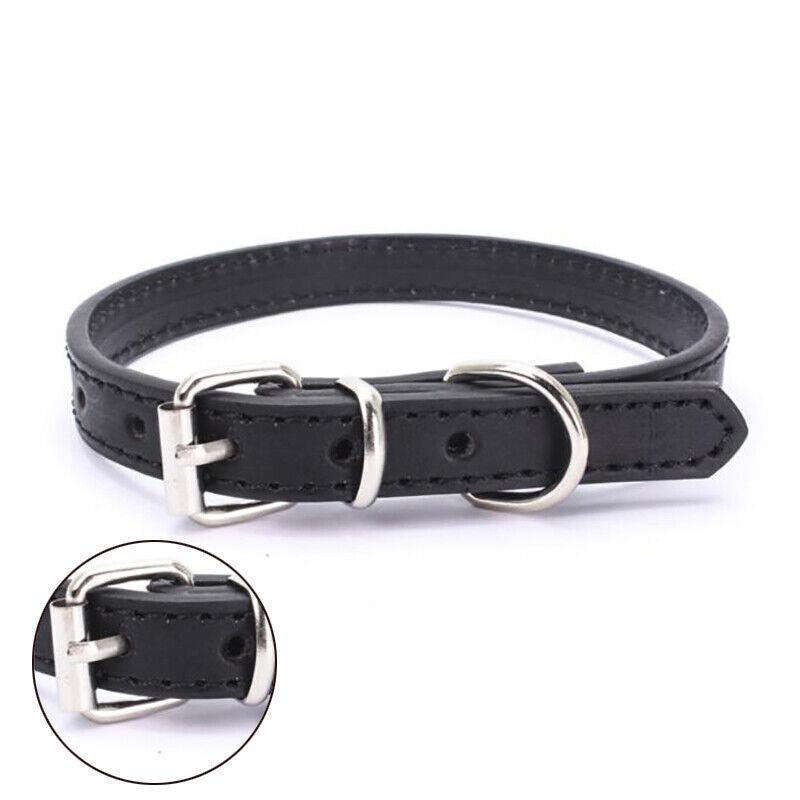 Dog Collar Pet Puppy Adjustable Neck Strap Pu Leather S - Blue