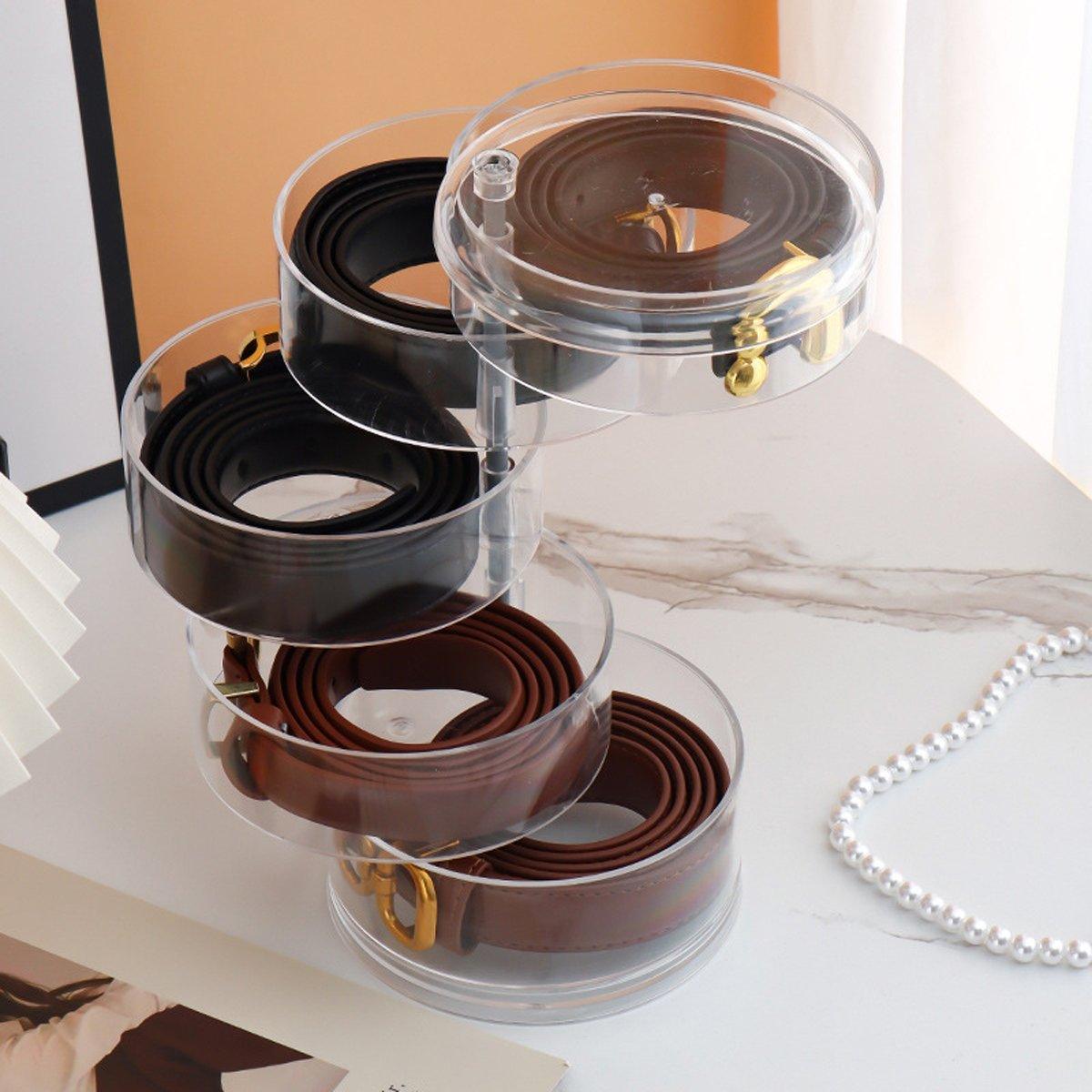 5 Layer Rotating Storage Box Transparent Jewelry Organizer for Home Display