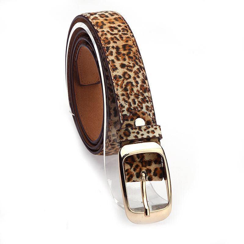 Ladies Leather Belt Classic Buckle Fashion Waist Strap for Jeans Dresses Casual - White