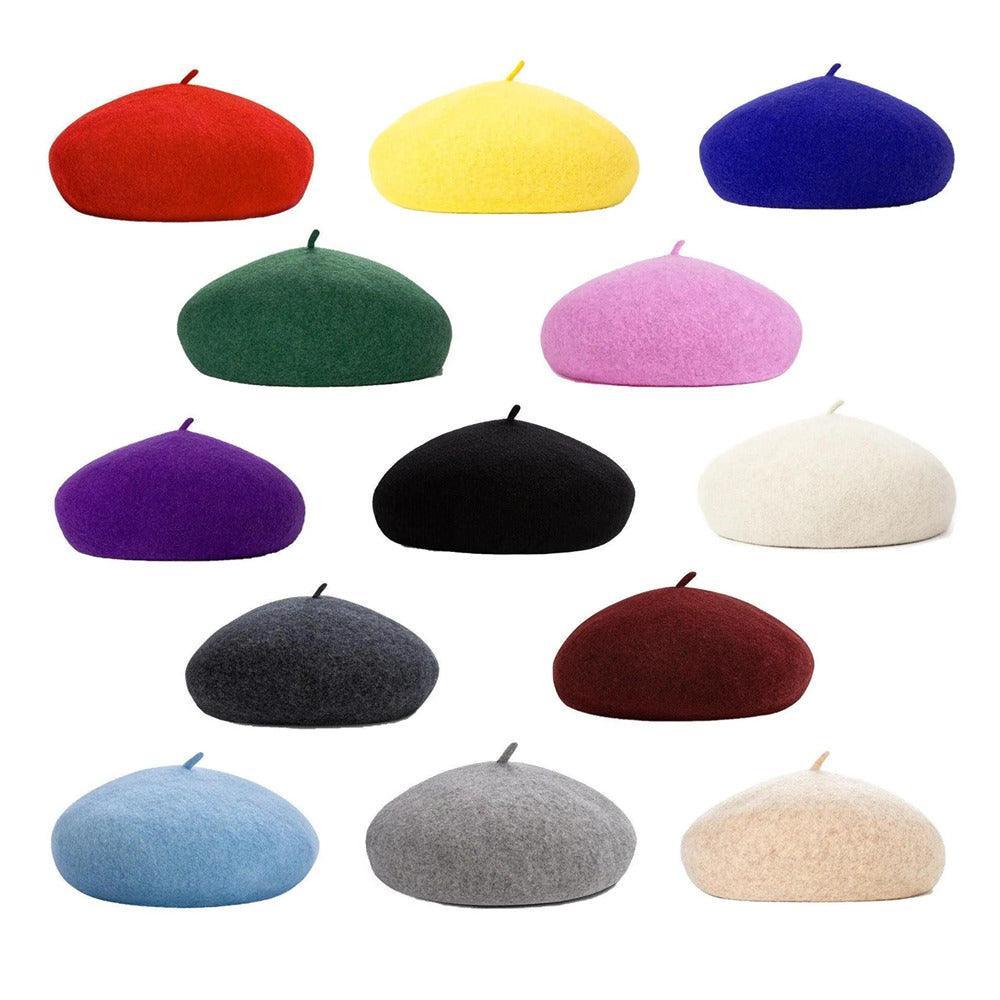 Women Ladies Beanie Wool French Beret Newsboy Hat Cap Winter Warm Hats Girls - Beige