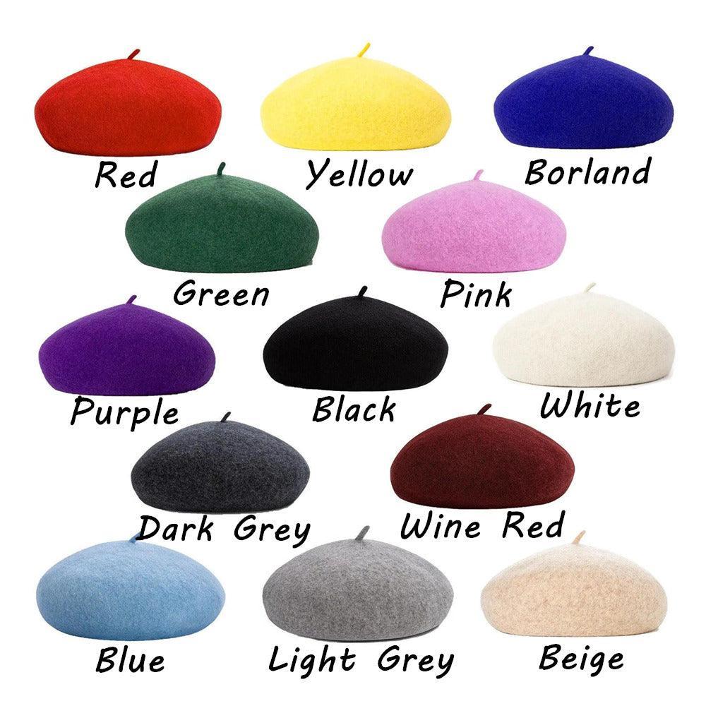 Women Ladies Beanie Wool French Beret Newsboy Hat Cap Winter Warm Hats Girls - Beige