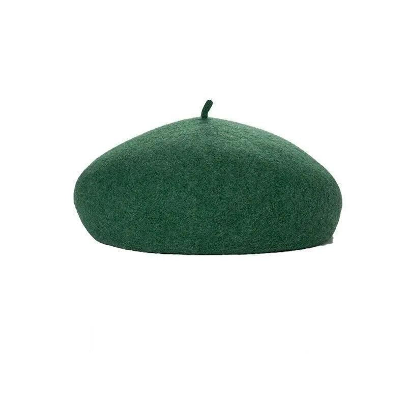 Women Ladies Beanie Wool French Beret Newsboy Hat Cap Winter Warm Hats Girls - Green