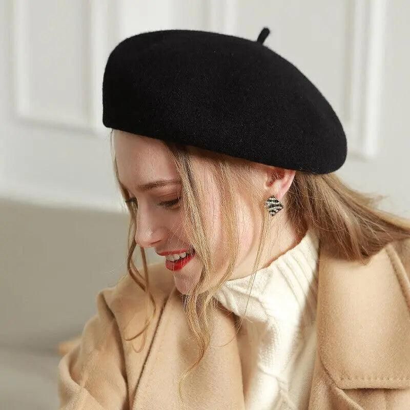 Women Ladies Beanie Wool French Beret Newsboy Hat Cap Winter Warm Hats Girls - Green