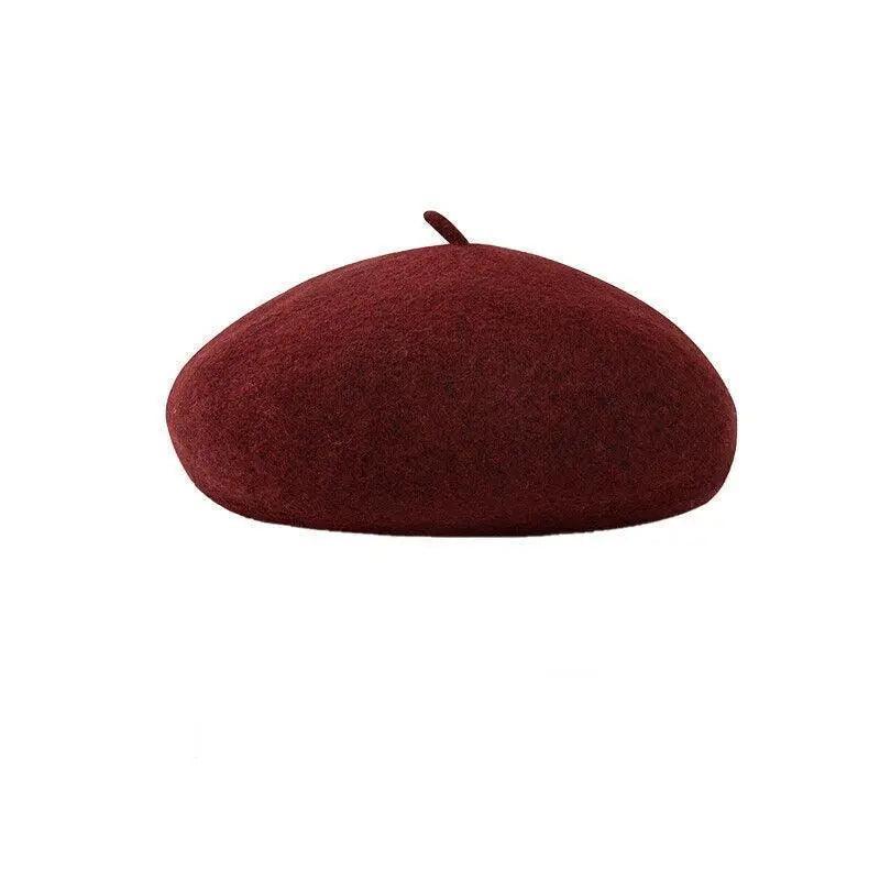 Women Ladies Beanie Wool French Beret Newsboy Hat Cap Winter Warm Hats Girls - Dark Grey