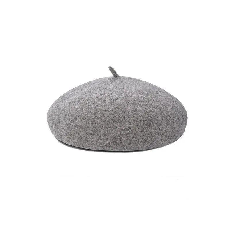 Women Ladies Beanie Wool French Beret Newsboy Hat Cap Winter Warm Hats Girls - Dark Grey