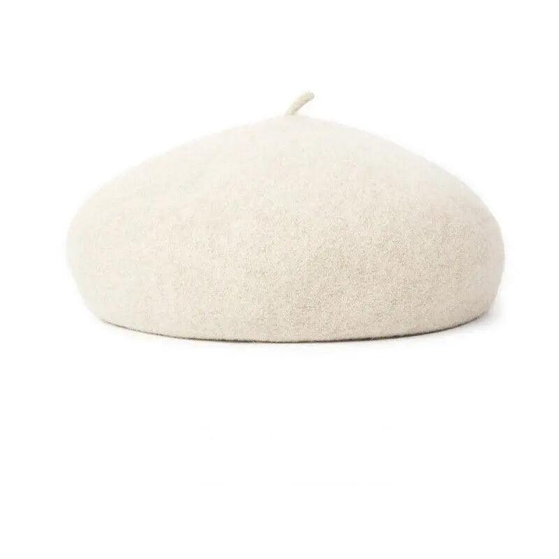 Women Ladies Beanie Wool French Beret Newsboy Hat Cap Winter Warm Hats Girls - White