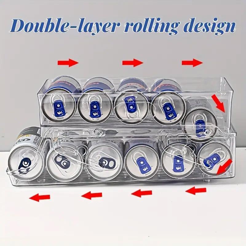 Double Tier Drinks Organiser Drawer Shelf Storage Rack Beverage Dispenser Holder