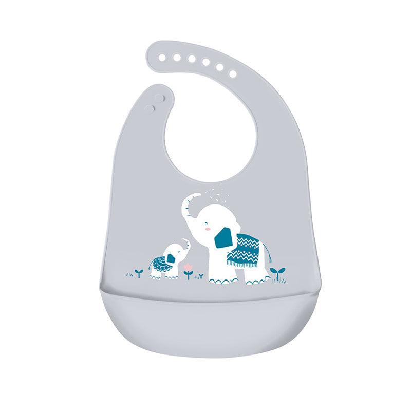 Silicone Waterproof Feeding Bib Apron with Pouch Easy to Clean Smock for Mealtime Use - Dinosaur