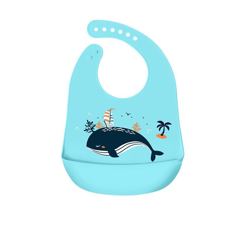 Silicone Waterproof Feeding Bib Apron with Pouch Easy to Clean Smock for Mealtime Use - Owl