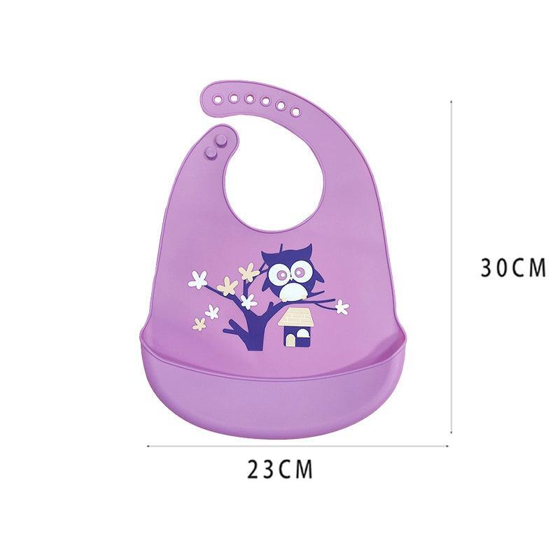 Silicone Waterproof Feeding Bib Apron with Pouch Easy to Clean Smock for Mealtime Use - Sheep