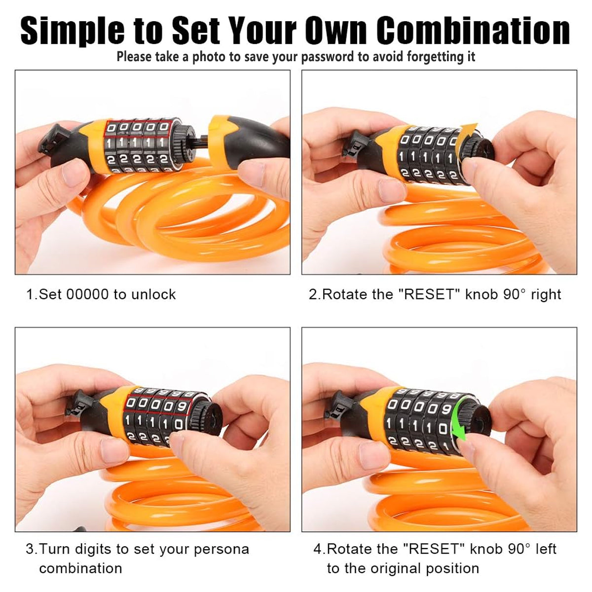 Bike Bicycle Cycling Lock 5 Digit Combination Security Cable Lock Anti Theft