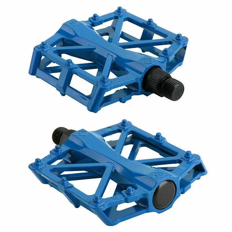 Bike Pedals Alloy Mountain Road MTB Colored Bicycle Nonslip Cycling Pedals 9/16" - Black
