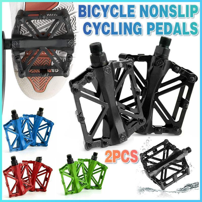 Bike Pedals Alloy Mountain Road MTB Colored Bicycle Nonslip Cycling Pedals 9/16&quot; - Blue