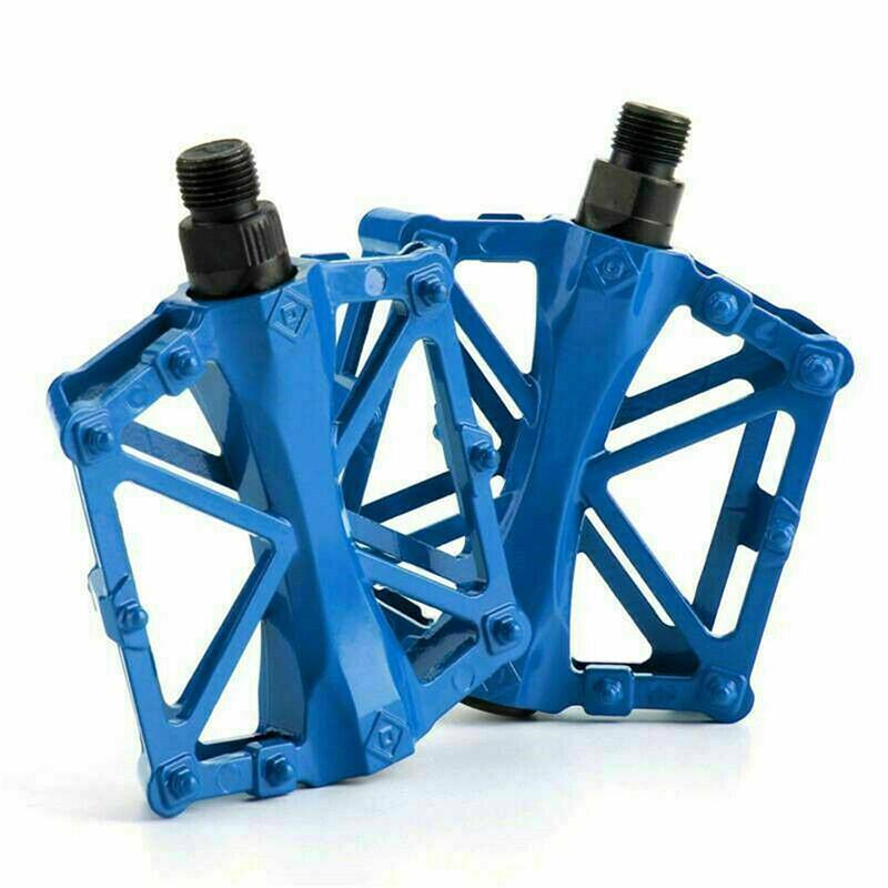 Bike Pedals Alloy Mountain Road MTB Colored Bicycle Nonslip Cycling Pedals 9/16" - Blue