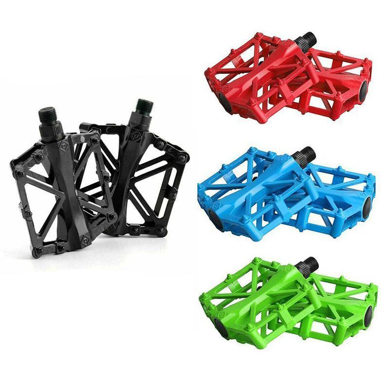 Bike Pedals Alloy Mountain Road MTB Colored Bicycle Nonslip Cycling Pedals 9/16" - Red