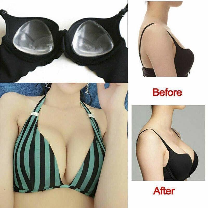 Triangle Push-Up Silicone Bra Inserts Breasts Pad Bikini Bra Cleavage Enhancers - Transparent-Big