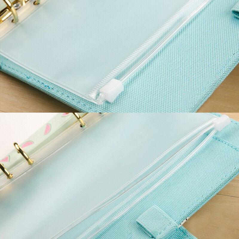 12X A5/A6/A7 Binder Pocket Zipper 6 Holes Pvc Document Filling Bags Clear Kit - A6(17*11CM)