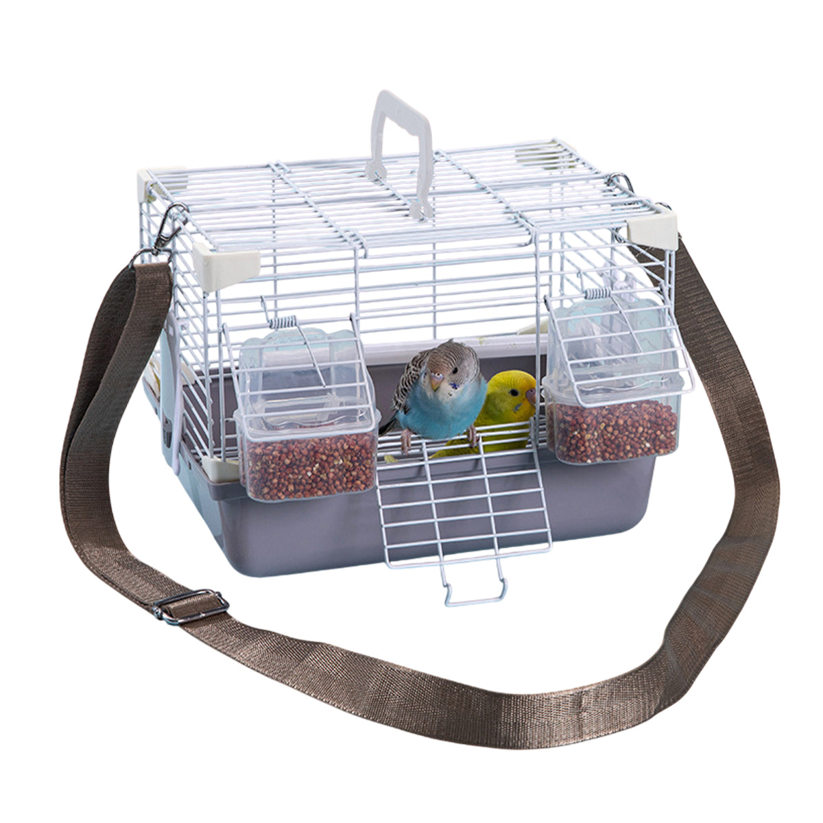 Portable Bird Carrier Cage Backpack Travel Bird Cage Outdoor Ventilated Pet Bag - Grey