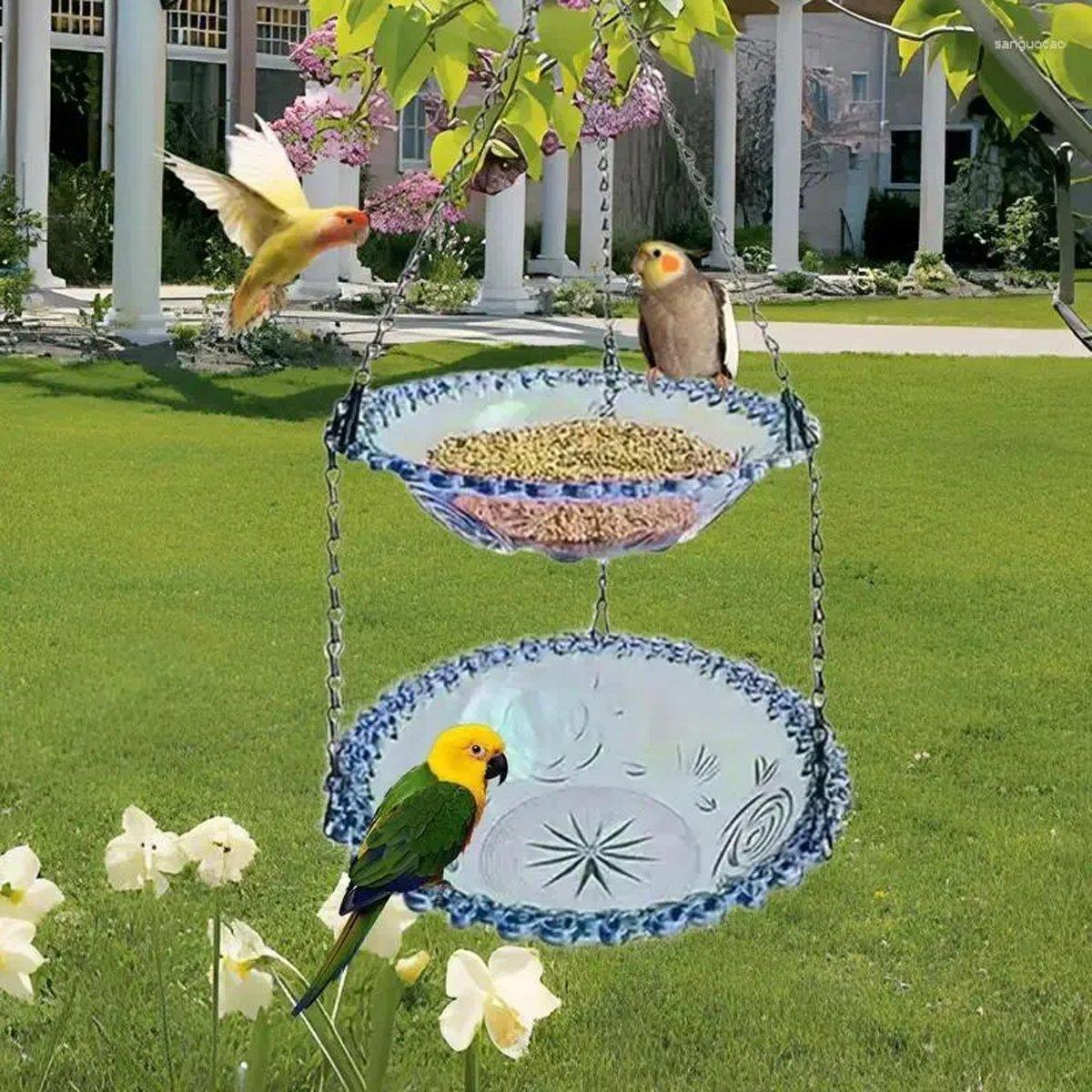 Outdoor Hanging Bird Feeder Bath Garden Patio Decoration for Attracting Birds - Grey