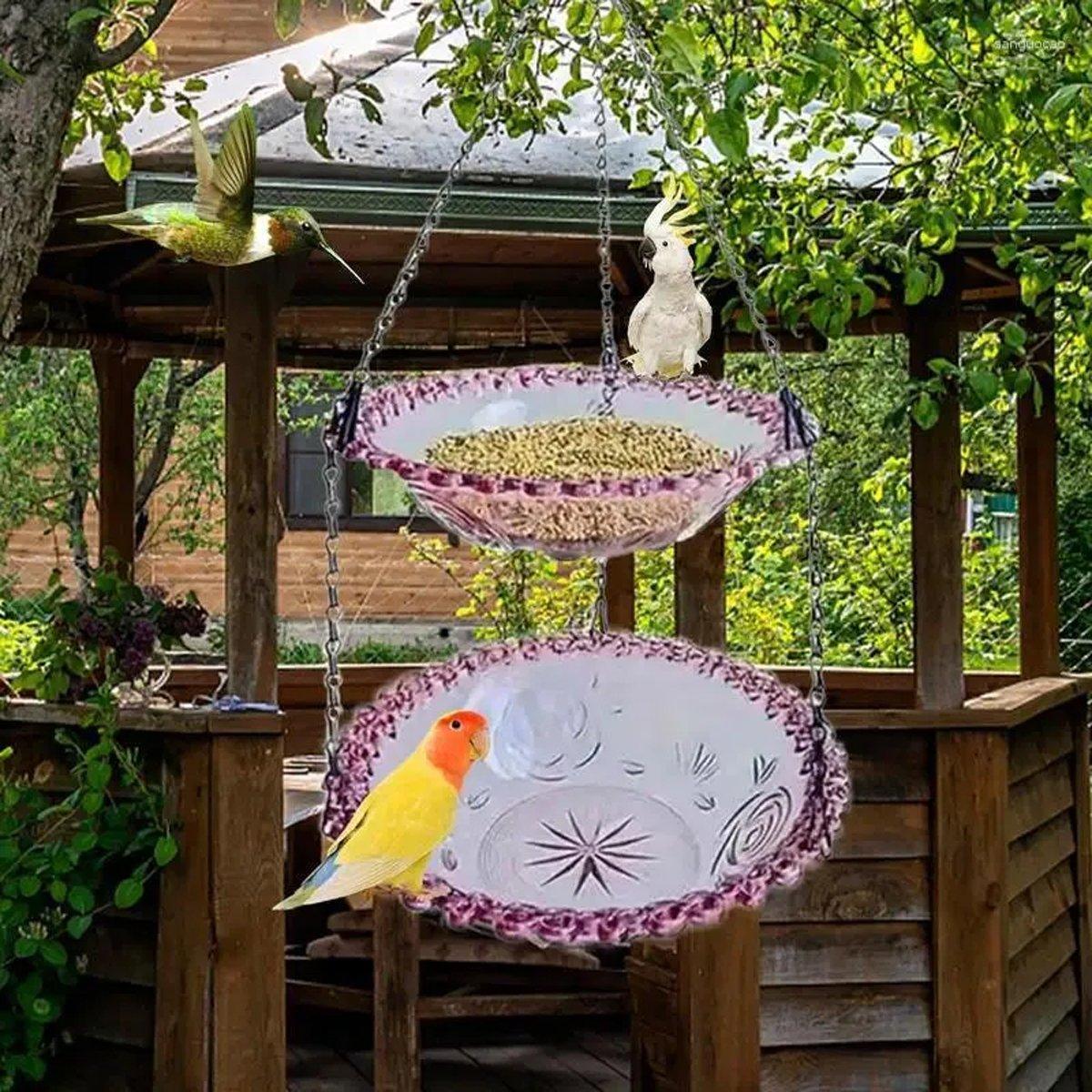 Outdoor Hanging Bird Feeder Bath Garden Patio Decoration for Attracting Birds - Grey