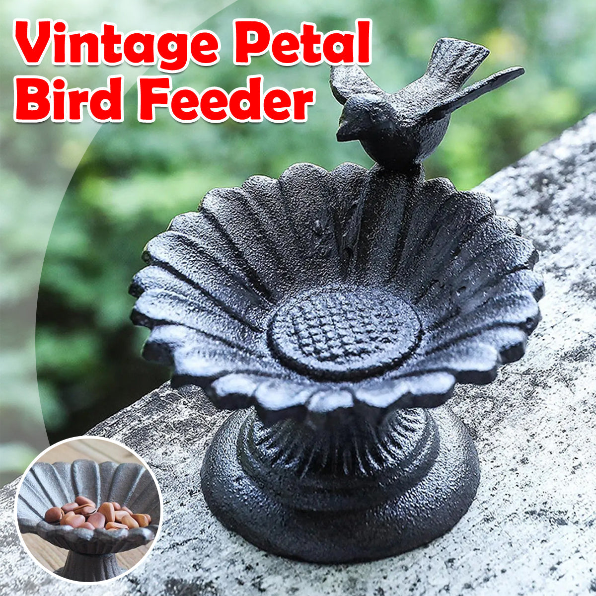 Retro Petal Shaped Bird Feeder Hanging Decorative Outdoor Garden Bird Feeding