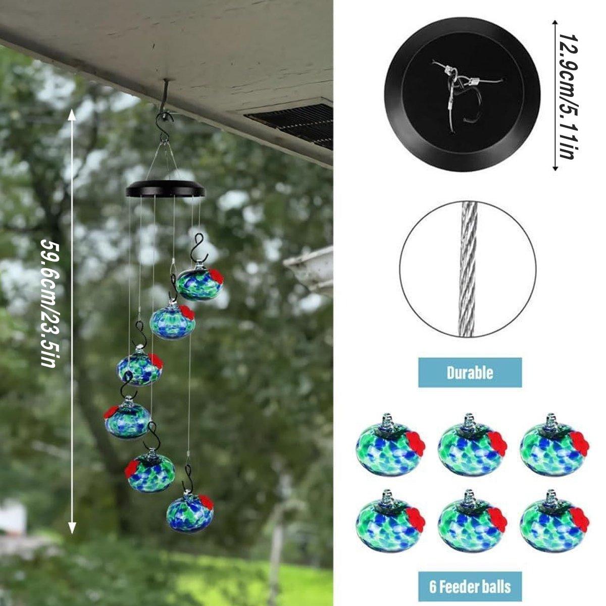 Hanging Hummingbird Feeder Outdoor Garden Nectar Dispenser Attracting Birds - Red Blue