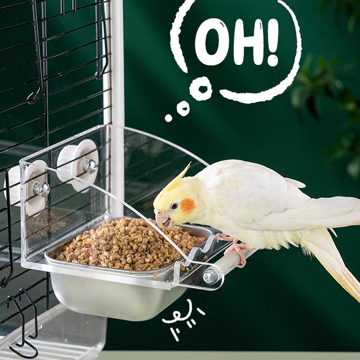 Parrot Stainless Steel Food Bowl Bird Feeder Cage Hanging Dish for Pet Birds - L