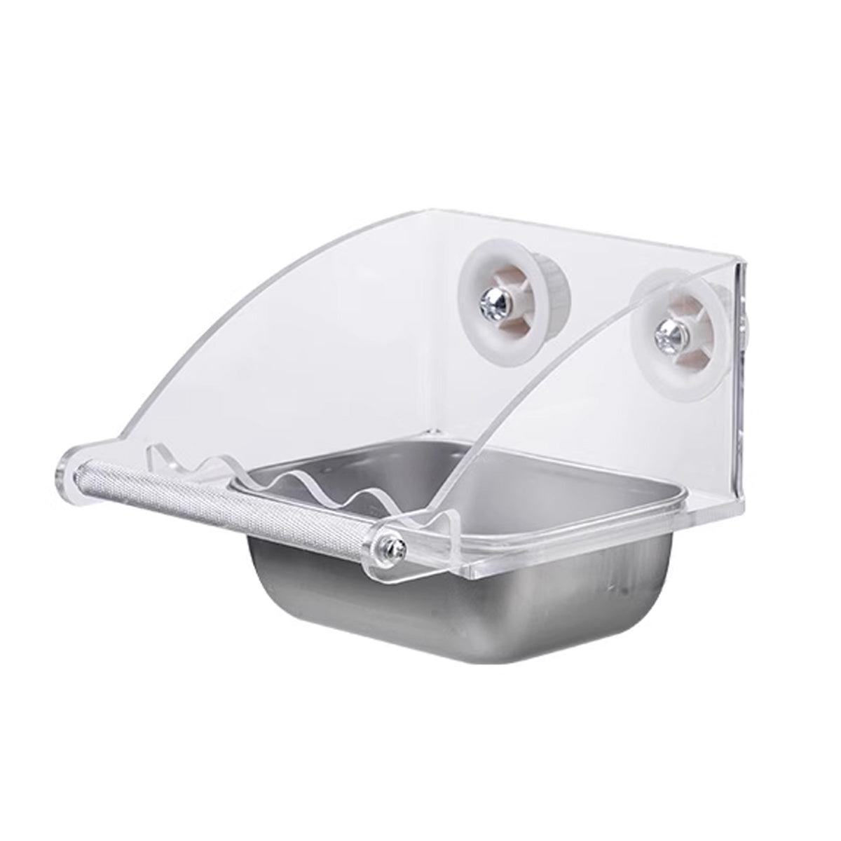 Parrot Stainless Steel Food Bowl Bird Feeder Cage Hanging Dish for Pet Birds - S