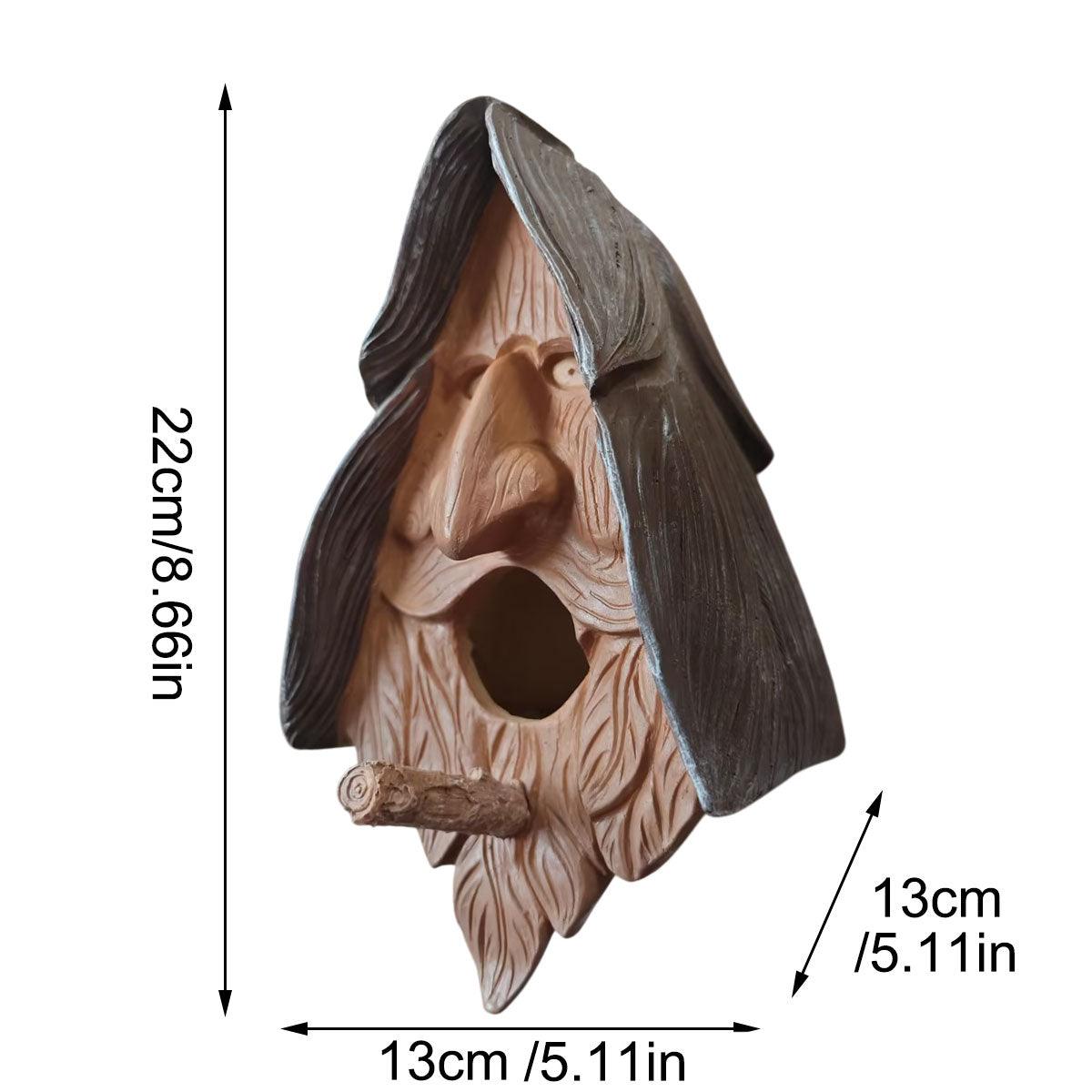 Human Face Birdhouse Resin Garden Ornament Outdoor Bird Nest Decor Statue