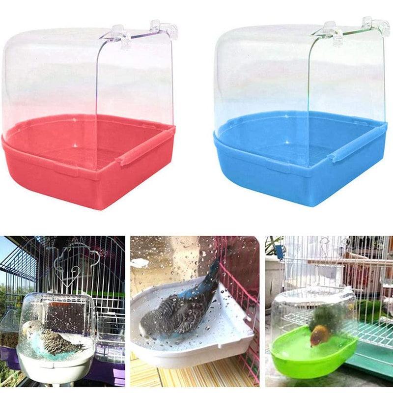 Bird Water Bath Tub For Pet Cage Hanging Bowl Parrot Birdbath Pet Cleaning - Pink