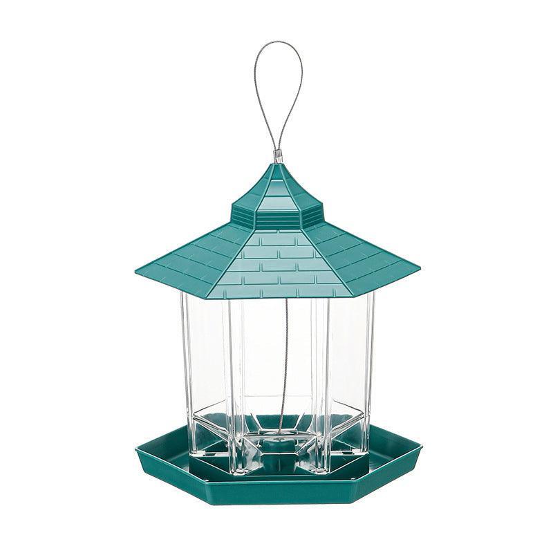 Garden Hanging Wild Bird Feeder Birds Gazebo Shape Container Waterproof Outdoor - Green