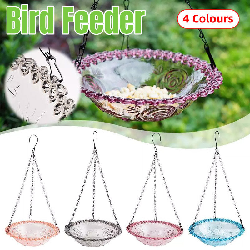 Balcony Bird Feeder Hanging Rail Mount Outdoor Suspended Feeding Station Garden - Blue