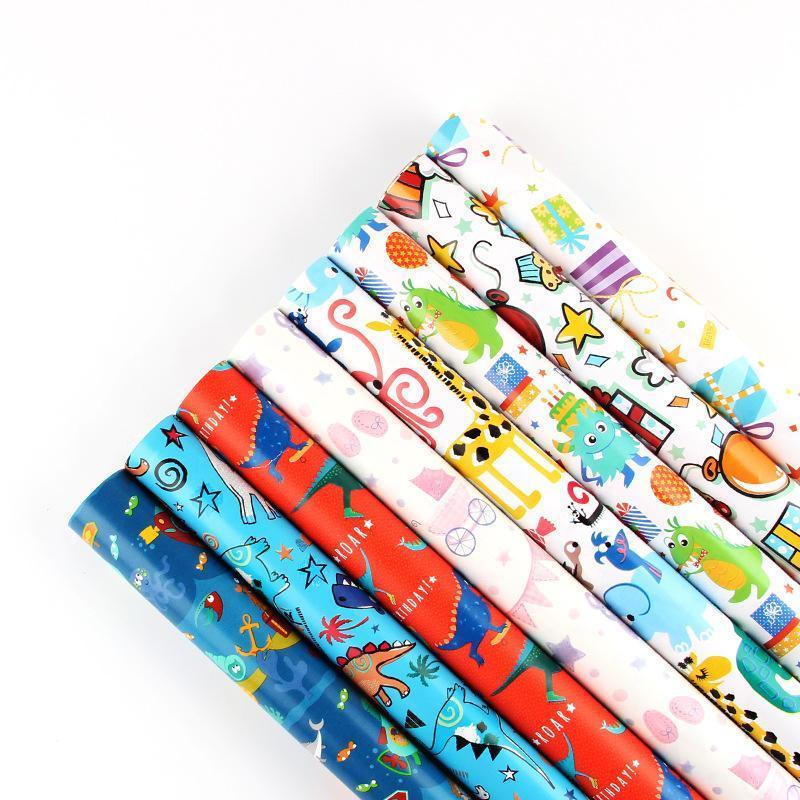 20pcs Cute Animal Cartoon Gift Wrapping Paper for Toys Bookskin and Crafts - Blue Dinosaurs-20PCS