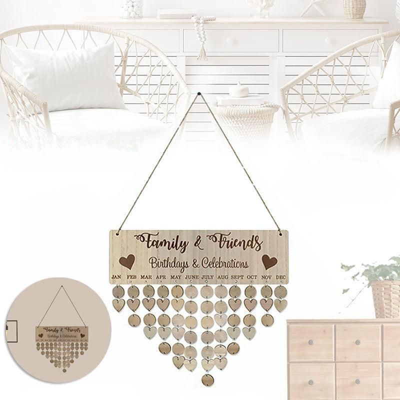 DIY Family Birthday Reminder Wooden Hanging Perpetual Calendar