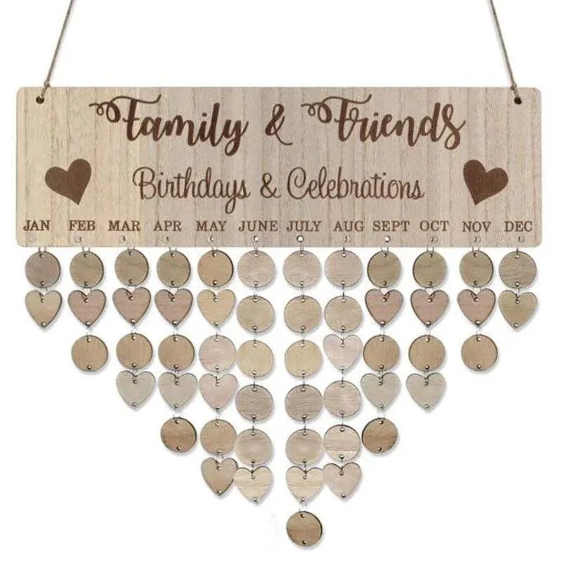 DIY Family Birthday Reminder Wooden Hanging Perpetual Calendar