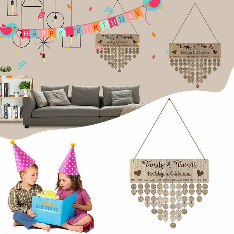 DIY Family Birthday Reminder Wooden Hanging Perpetual Calendar