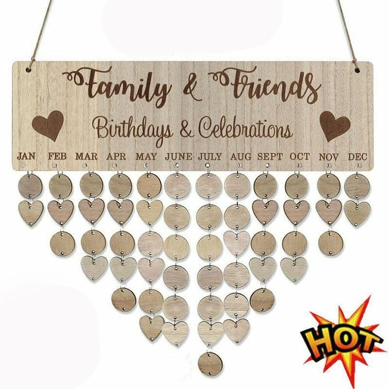 DIY Family Birthday Reminder Wooden Hanging Perpetual Calendar