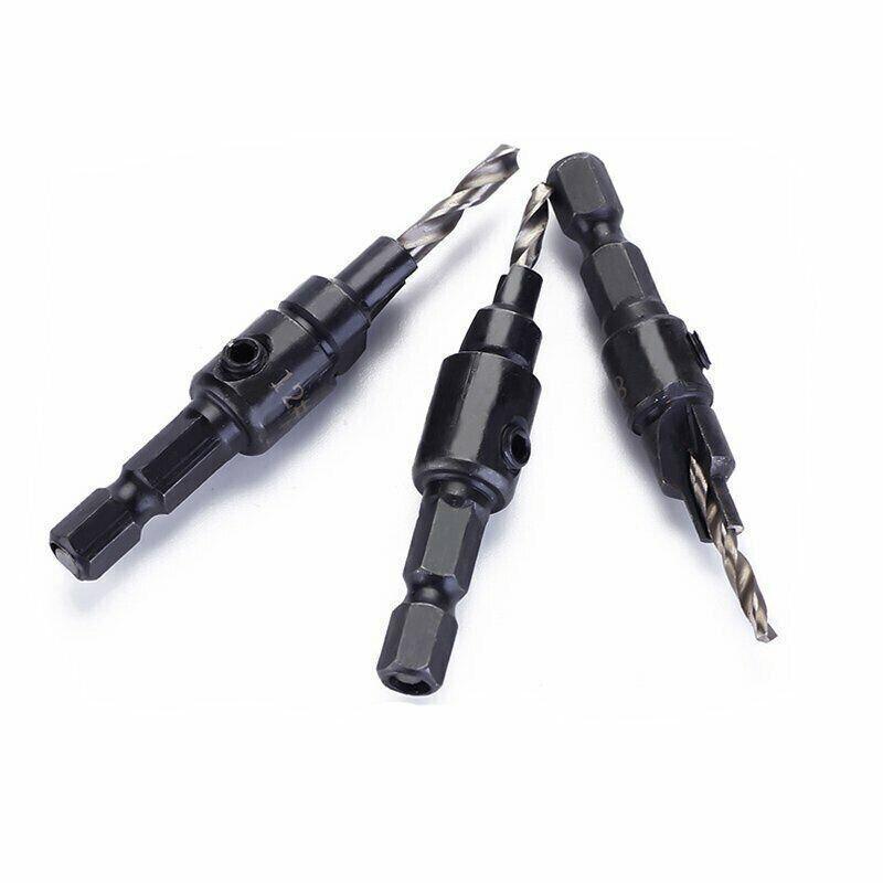 4PCS Screw Countersink Bit Set Pilot Holre Drill Metal Plastic Wood Hex Shank - Gold