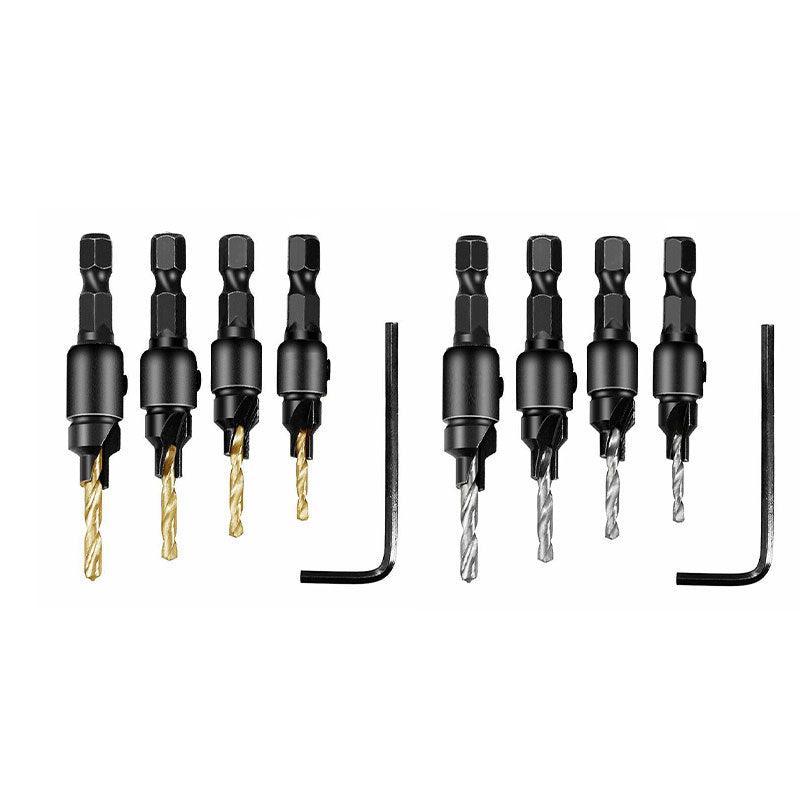 4PCS Screw Countersink Bit Set Pilot Holre Drill Metal Plastic Wood Hex Shank - Silver