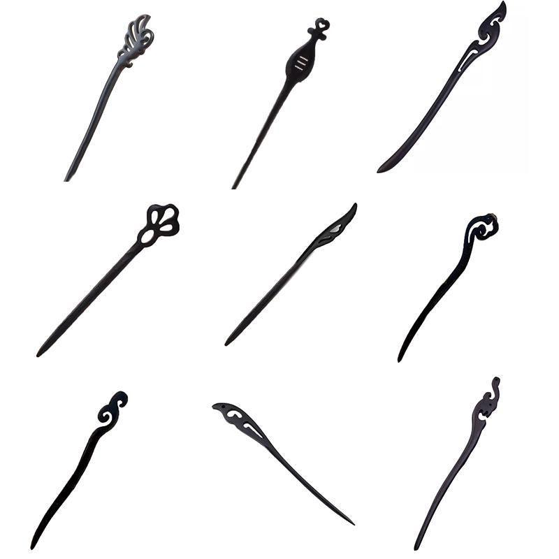 Retro Wooden Carved Hair Sticks Women Hairpin Barrette Chopsticks Accessories - H