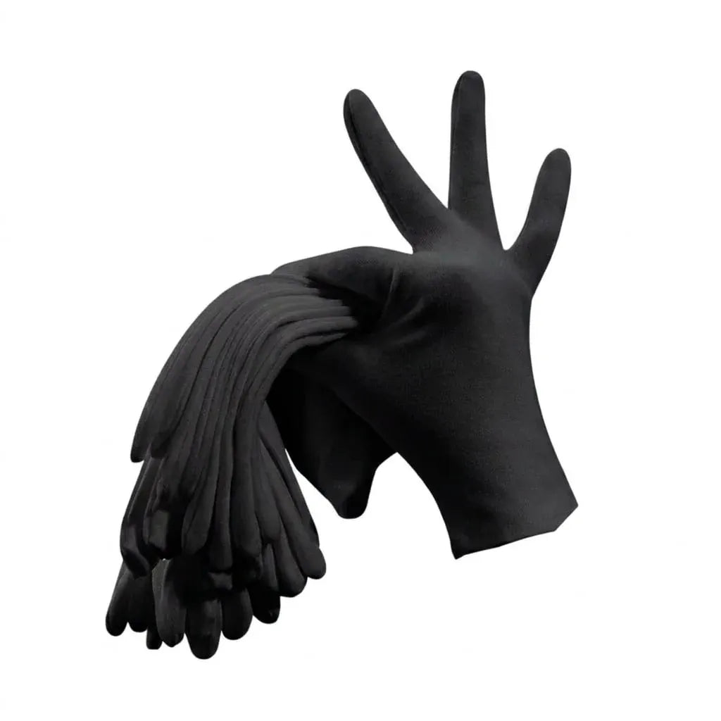 12 Pairs Cotton Work Gloves Breathable Knit L Black XL White - L