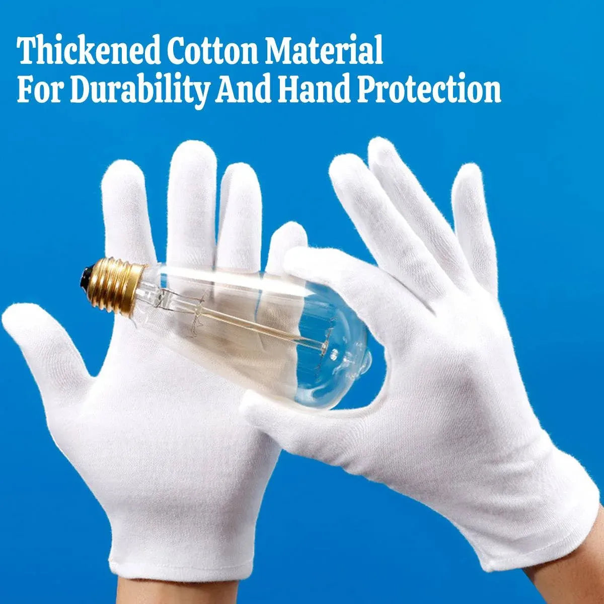 12 Pairs Cotton Work Gloves Breathable Knit L Black XL White - L