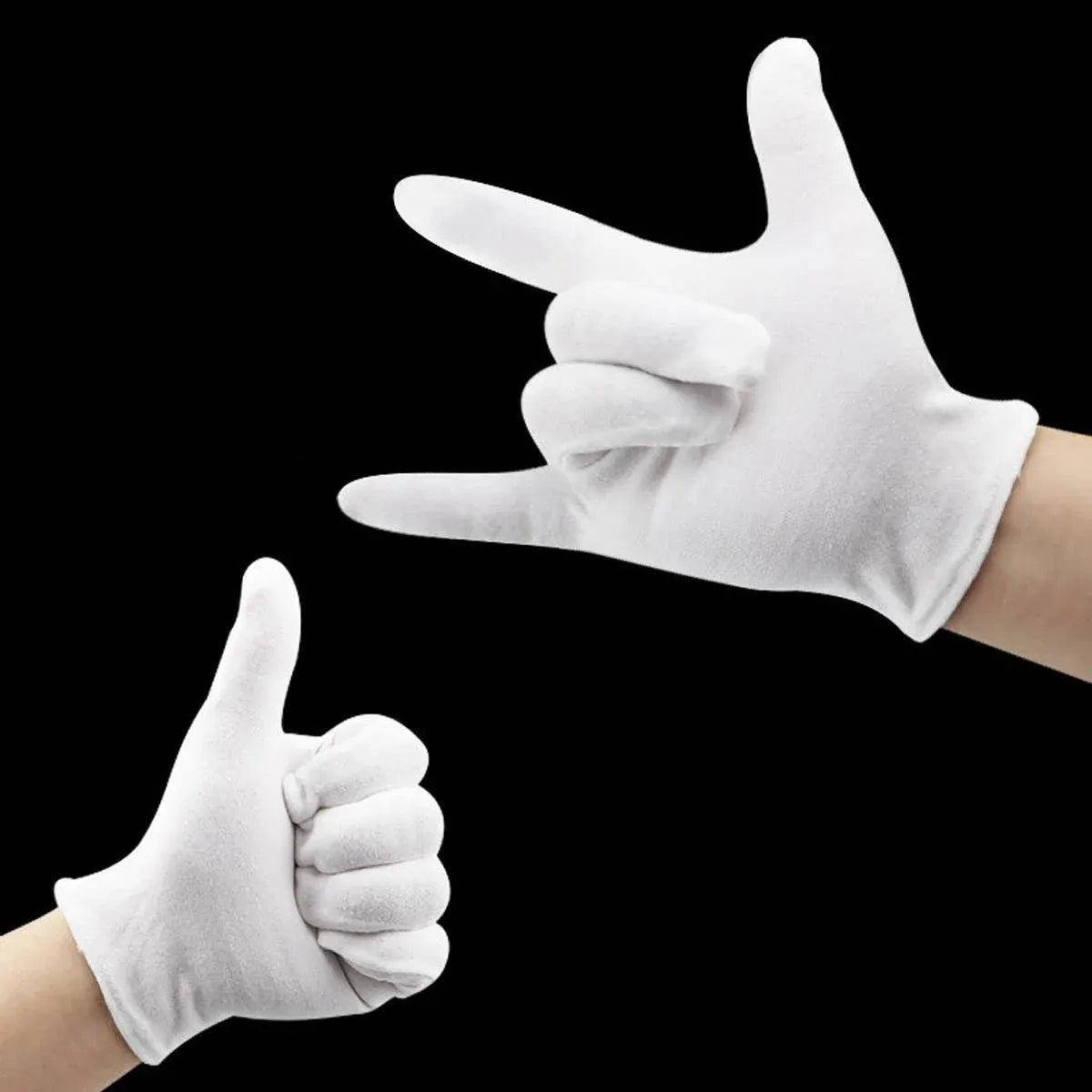 12 Pairs Cotton Work Gloves Breathable Knit L Black XL White - L