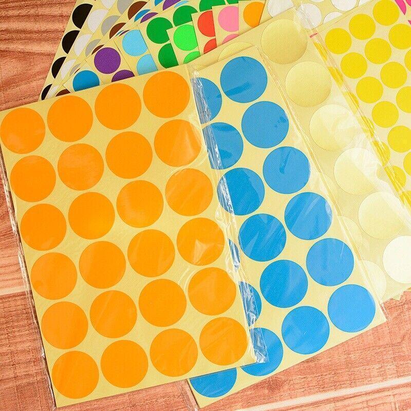 Black Assorted Sizes Colour Sticker Dots Adhesive Round Labels Circular Spot Scrapbook - 13mm*132 Dots