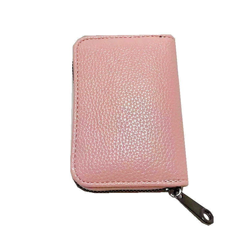 Compact Zipper Organ Card Cover Holder Wallet ID Bag Short Coin Purse Pockets - Black