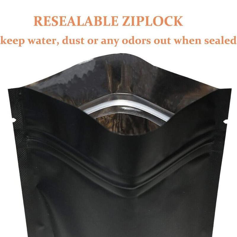 100PCS Black Aluminum Bag Mylar Foil Pouch Heat Sealer Food Storage Package Bags - 10x15cm