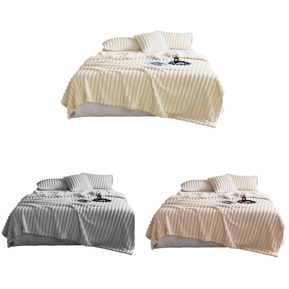 Plush Blanket Leisure Blanket Autumn Winter Warm Nap Throw Soft Cozy - Khaki-100x150cm