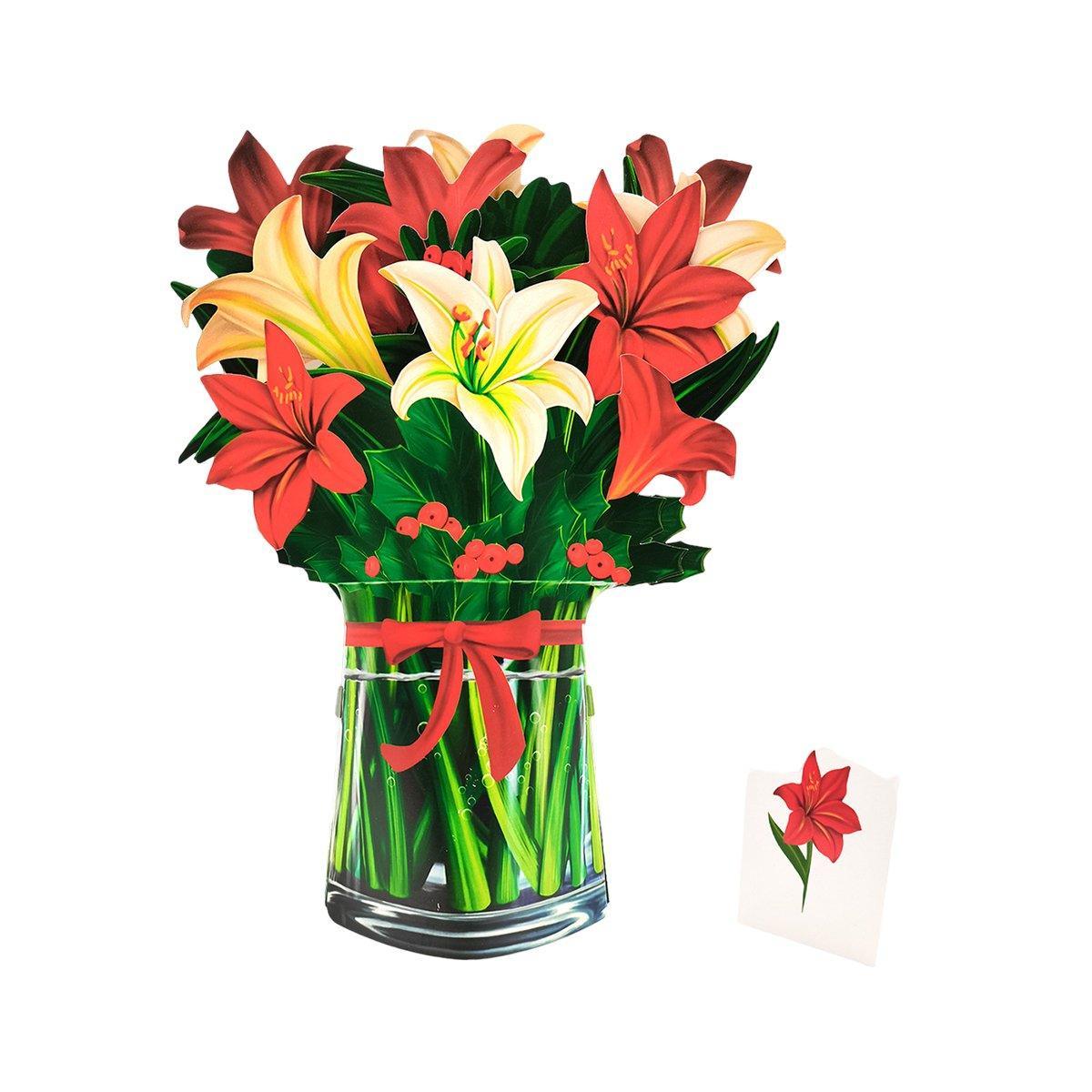 New Style 3D Pop Up Cards Paper Flower Bouquet Greeting Card for All Occasions - Blue Lily